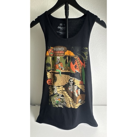 Halloween Forever Camp Tops - Halloween Forever Camp Collection Womens M Black Tank Top Tiki Bar